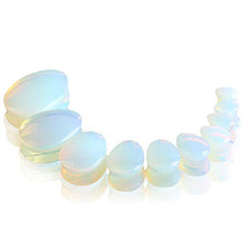 Load image into Gallery viewer, HQLA 2 Pairs Teardrop Clear Opalite Moonstone & Black Obsidian Natural Stone Plug Tunnels Ear Gauges Expanders Stretcher Body Piercings (0g(8mm))