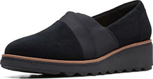 Load image into Gallery viewer, Clarks Women's Sharon Pump Loafer, Black Suede, 9