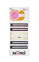 Load image into Gallery viewer, Scünci® No-Slip Grip® Open-Center Stay-Tight Barrettes in Assorted Neutral Metallic Colors (Packaging May Vary), 6 Count