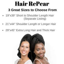 Load image into Gallery viewer, Hair RePear Ultimate Hair Towel for Long Hair - Anti Frizz Premium Cotton Product to Enhance Healthy Natural Hair Perfect for Plopping Wrapping Scrunching Straight Wavy or Curly Hair -21x44in Black