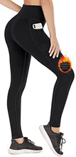 Load image into Gallery viewer, Heathyoga Fleece Lined Leggings for Women High Waist Leggings with Pockets Thermal Yoga Pants Women's Winter Leggings Black