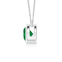 Load image into Gallery viewer, Bezel-Set Round Emerald Solitaire Pendant in Platinum (6mm Emerald)