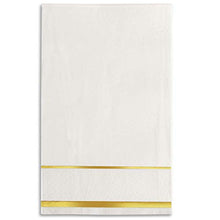 Load image into Gallery viewer, GLAM Dinner Napkins, Gold Trim, 100 Pack - 8x4 Inches Paper Napkins - Wedding Napkins, Disposable - Party Napkins, White and Gold