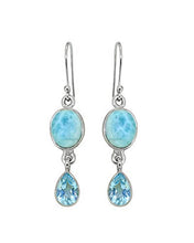 Load image into Gallery viewer, YoTreasure Larimar & Blue Topaz 925 Sterling Silver Teardrop Dangle Earrings Birthstone Jewelry