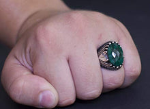 Load image into Gallery viewer, Falcon Jewelry 925 Sterling Silver Mens Ring, Natural Moonstone, Blood Stone, Emerald, Amethyst, Pearl Stone, Free Express Shipping