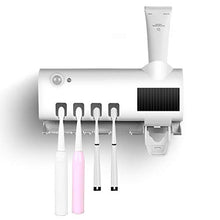 Load image into Gallery viewer, SZSY Rechargeable Solar Power Led Disinfection Wall Mounted Toothbrush Holder for Bathroom with 4 Toothbrush Holder 1 Shaver-White