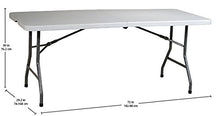 Load image into Gallery viewer, Office Star Resin Rectangle Center-Folding Portable Table for Picnics, Camping, and Tailgating, 6 Feet, Grey