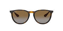 Load image into Gallery viewer, Ray-Ban RB4171 Erika Round Sunglasses, Light Havana/Polarized Grey Gradient Brown, 54 mm