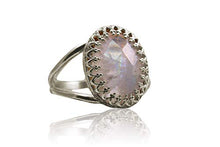 Load image into Gallery viewer, Moonstone Rings for Women by Anemone Jewelry - Adorable Oval Moonstone Ring with 14K Rose Gold-filled Band - Customizable - Gorgeous June Birthstone Ring Sizes 3-12.5 - Handmade by Artisans