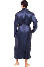 Load image into Gallery viewer, Alexander Del Rossa Men's Lightweight Satin Robe, Long Kimono, XL Midnight Blue (A0720MBLXL)