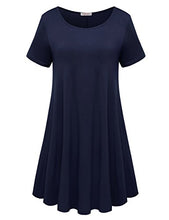 Load image into Gallery viewer, BELAROI Womens Comfy Swing Tunic Short Sleeve Solid T-Shirt Dress (L, Navy Blue)