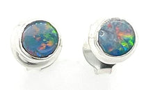 Load image into Gallery viewer, Genuine Australian Blue, Green Opal 925 Solid Sterling Silver Earrings 6mm