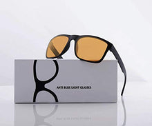 Load image into Gallery viewer, Quntis Blue Light Blocking Glasses, Blue Light Shield Computer Reading & Gaming Glasses for Men Women Anti Glare UV Digital Eyestrain - Amber Tinted Lens, Black Square Frame