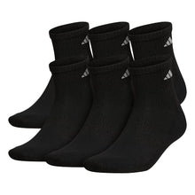Load image into Gallery viewer, adidas Men's Athletic Cushioned Quarter Socks (6-Pair), Black/Aluminum 2, Large