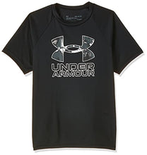 Load image into Gallery viewer, Under Armour Boys' Tech Hybrid Printed Fill Short-Sleeve T-Shirt , Black (001)/Pitch Gray , Youth X-Small
