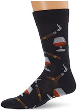 Load image into Gallery viewer, Hot Sox mens Conversational Slack Crew Dress Sock, Cognac and Cigars (Black), Shoe Size 6-12 US