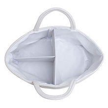 Load image into Gallery viewer, Mila Millie Baby Large Cotton Rope Diaper Caddy | Organizer Storage Bin for Nursery Essentials | Portable Bag for Changing Table and Car | 100% Natural Cotton | Eco Friendly (White & Biege)