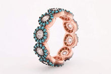 Load image into Gallery viewer, Special Design Turkish Handmade Jewelry Round Cut Turquoise Topaz Stone 925 Sterling Silver Band Ring All Size
