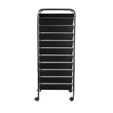 Load image into Gallery viewer, Seville Classics 10-Drawer Multipurpose Mobile Rolling Utility Storage Organizer with Tray Cart, Black