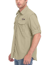 Load image into Gallery viewer, Little Donkey Andy Men's Long Sleeve Fishing Shirt with Detachable Sleeves, Breathable and Fast Dry Pale Khaki S