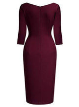 Load image into Gallery viewer, AISIZE Women's Retro Classy V-Neck Stretch Business Wrap Bodycon Dress Small Burgundy
