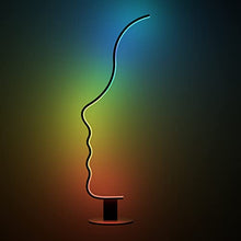 Load image into Gallery viewer, RGBW Modern Face Floor Lamp for Bedroom Living Room, 55.5 inches High Unique Standing Reading Floor Lamp, Dimmable Black Led Floor Lamp with Remote, Cool Ambient Lighting Changing Curved Floor Lamp