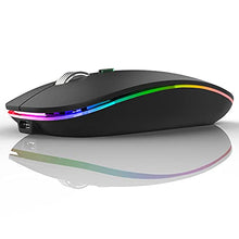 Load image into Gallery viewer, LED Wireless Mouse, Uiosmuph G12 Slim Rechargeable Wireless Silent Mouse, 2.4G Portable USB Optical Wireless Computer Mice with USB Receiver and Type C Adapter (Matte Black)