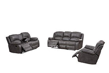 Load image into Gallery viewer, Betsy Furniture 3PC Bonded Leather Recliner Set Living Room Set, Sofa Loveseat Chair Pillow Top Backrest and Armrests 8018 (Grey, Living Room Set 3+2+1)
