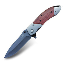 Load image into Gallery viewer, Folding Knife Camping Pocket Knife Hunting - Fast Open Folding Knife Wood Handle - Folding Pocket Knife Assisted Opening - 7CR13Mov Steel 58HRC - for Men Work Outdoor Adventure Hiking Knife Survival