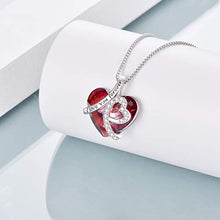 Load image into Gallery viewer, AOBOCO January Birthstone Necklace Sterling Silver Red Heart Garnet Crystal Pendant Love Jewelry Gift for Women