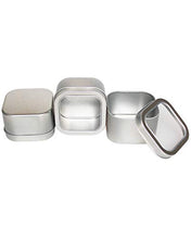 Load image into Gallery viewer, Empty 8-Ounce Capacity Square Silver Metal Tins with Clear Window for Candle Making, Candies, Gifts & Treasures (6 Pack)