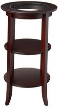 Load image into Gallery viewer, Frenchi Furniture Wood Round Side /Accent Table , Inset Glass, Two Shelves