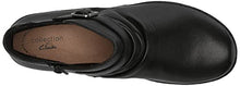 Load image into Gallery viewer, Clarks Women's Cora Rouched Ankle Boot, Black Leather, 9