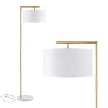 Load image into Gallery viewer, Archiology Floor Lamp - Gold Floor Lamp with Marble Base & White Linen Drum Shade ,Modern Floor Lamps for Living Room,Bedrooms, Study Room and Office (62.2’’)