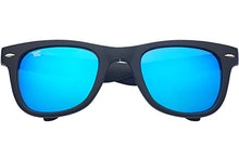 Load image into Gallery viewer, Foldies Matte Black Folding Sunglasses with Polarized Blue Mirror Lens