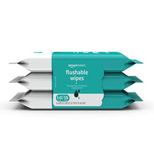 Load image into Gallery viewer, Amazon Basics Flushable Adult Toilet Wipes, Fragrance Free, 42 Count (Pack of 3)