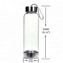 Load image into Gallery viewer, Crystal Water Bottle - Rose Quartz Gemstone Infused Elixir - Natural Wellness Healing - Glass/Stainless Steel