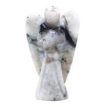 Load image into Gallery viewer, Nelson Creations, LLC White Rainbow Moonstone Hand-Carved Natural Gemstone Crystal Healing Angel Figurine Statue, 2 Inch