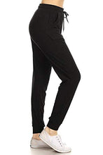 Load image into Gallery viewer, Leggings Depot JGA128-BLACK-L Solid Jogger Track Pants, Black, Large
