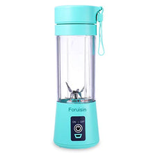 Load image into Gallery viewer, Portable Personal Blender, Household Juicer Fruit Shake Mixer -Six Blades, 380ml Baby Cooking Machine with USB Charger Cable (Cyan)