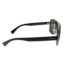 Load image into Gallery viewer, Versace Medusa Charm VE 2199 100281 Black Plastic Aviator Sunglasses Grey Polarized Lens