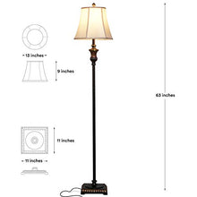 Load image into Gallery viewer, Brightech Sophia LED Floor Lamp - Free Standing Elegant Style - Tall Pole Light for Living Room, Office Or Bedroom- Rustic Upright Light with Bell Fabric Shade - LED Bulb Included - Bronze