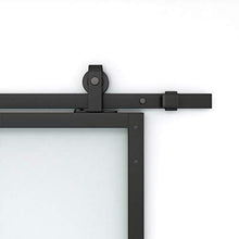 Load image into Gallery viewer, JUBEST Double Barn Door 72 x 84 in with 13FT Hardware Kit, 2 Sets of 36x84 in Clear Tempered Glass Aluminum Frame Barn Door,Pocket Interior Door, Easy Assembly,Black Top-Mounted Hardware