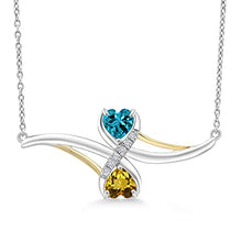 Load image into Gallery viewer, Gem Stone King 925 Sterling Silver and 10K Yellow Gold London Blue Topaz and Yellow Citrine with Lab Grown Diamond Pendant Necklace For Women (1.07 Cttw with 18 Inch Chain)
