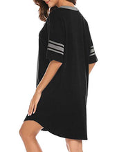 Load image into Gallery viewer, Ekouaer Women's Nightgown, Cotton Novelty Sleepshirts V Neck Short Sleeve Sleep Shirt Loose Comfy Pajama Sleepwear S-XXL