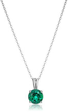 Load image into Gallery viewer, Amazon Essentials Sterling Silver Round Cut Created Emerald Birthstone Pendant Necklace (May), 18"