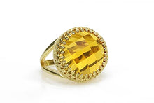 Load image into Gallery viewer, Elegant November Birthstone Ring by Anemone Jewelry - Classy 16mm Citrine Gem in 925 Sterling Silver - Handmade Citrine Ring - Perfect for Any Occasion - Free Box