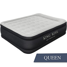 Load image into Gallery viewer, King Koil Luxury Queen Air Mattress, Built-in High Speed Pump, Top and Side Flocking Bed Makes it Puncture Resistant, Best Durable Inflatable Queen Size Blow Up Mattress for Camping, Home, Travel