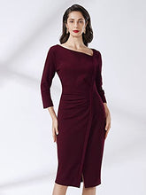 Load image into Gallery viewer, AISIZE Women's Retro Classy V-Neck Stretch Business Wrap Bodycon Dress Small Burgundy
