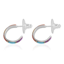 Load image into Gallery viewer, SANTA FE Style 925 Sterling Silver Purple Turquoise Southwest Hoops Hoop Earrings Jewelry Gift for Women